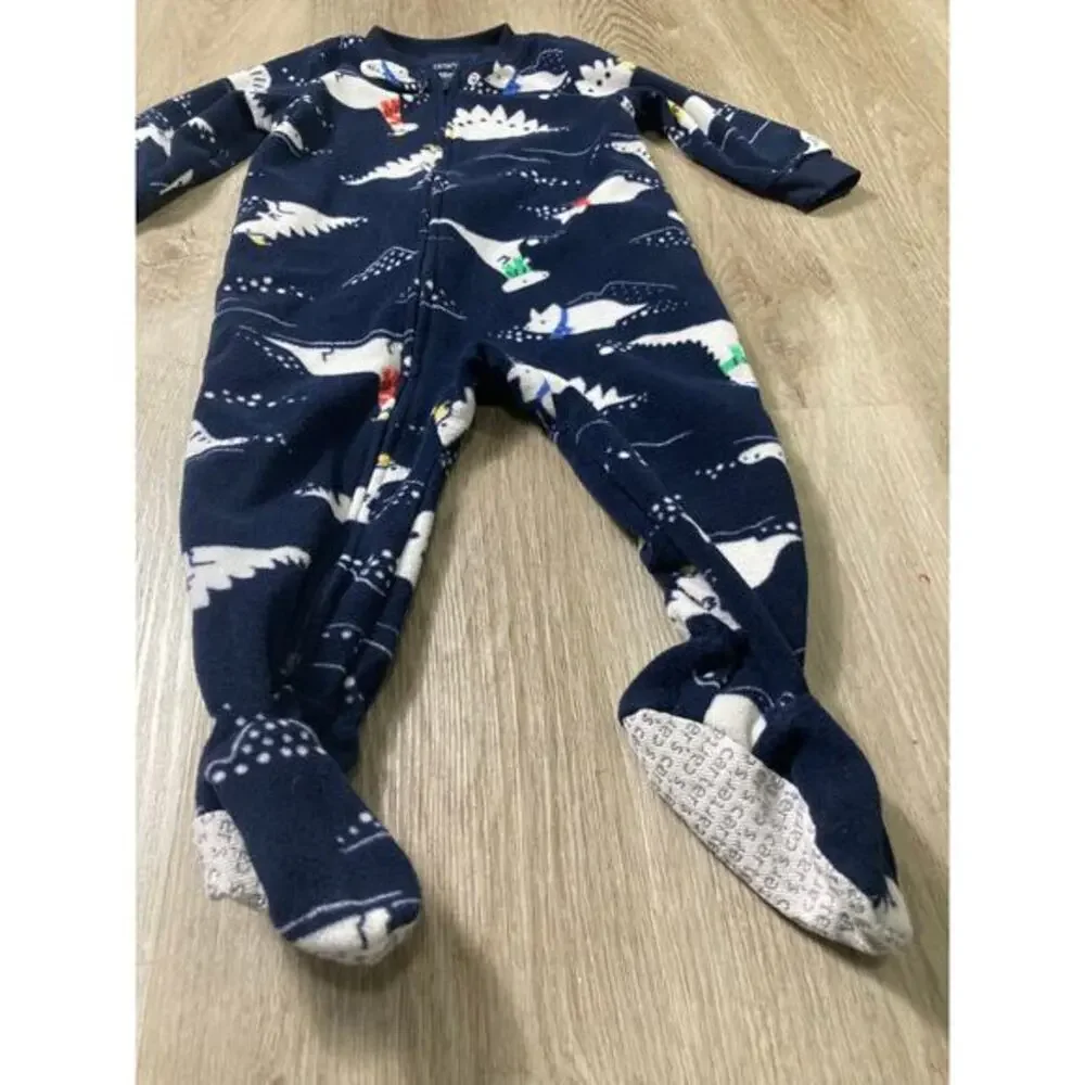 Carter's Unisex Blue Dinosaur Fleece‎ Footie Pyjamas 18 Months